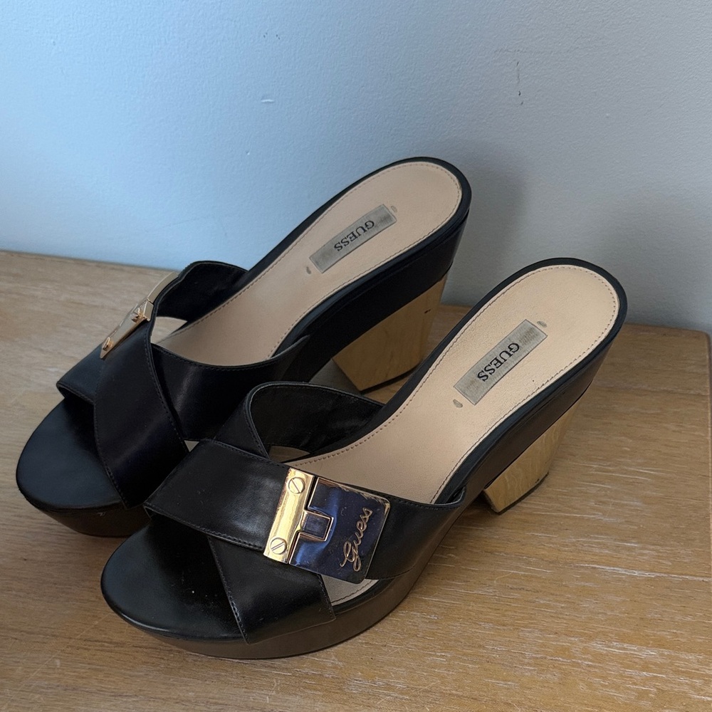Guess Black and Gold Women's Mules